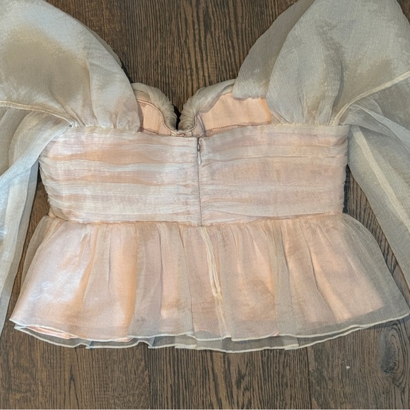 House of Harlow 1960 X REVOLVE Burna Blouse Cream Sz M Romantic Flouncy Coquette - Picture 9 of 16